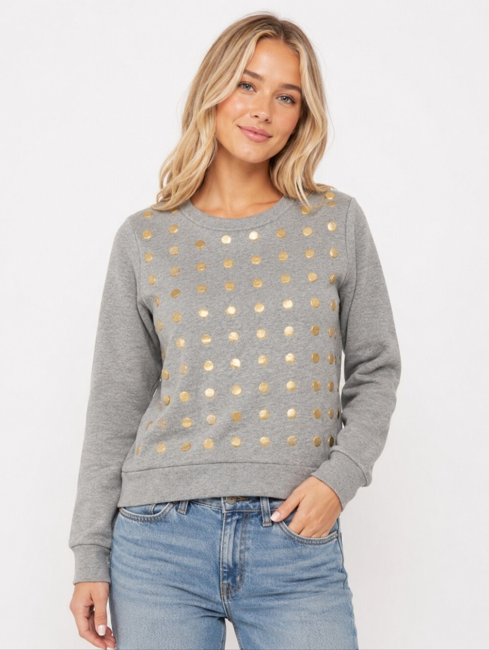 Kate Spade Saturday Gold Glitter Polka Dot Pullover Sweatshirt Size XS